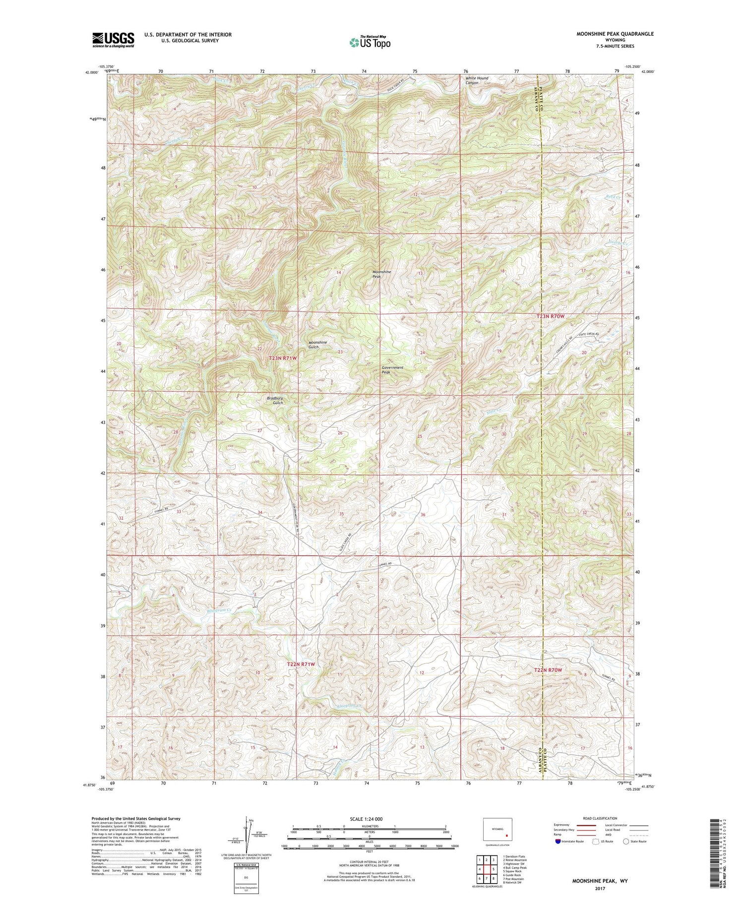 Moonshine Peak Wyoming US Topo Map Image