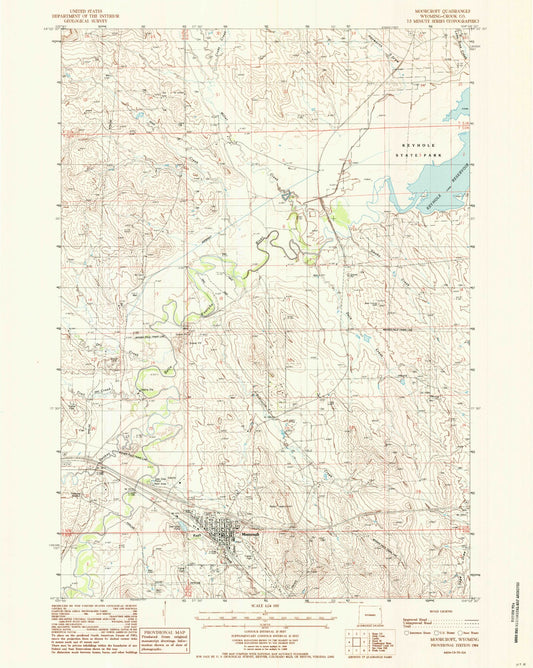 Classic USGS Moorcroft Wyoming 7.5'x7.5' Topo Map Image