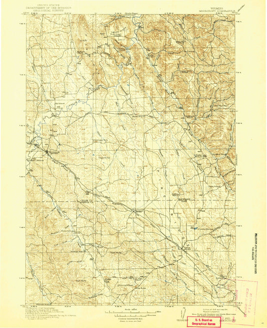 Historic 1918 Moorcroft Wyoming 30'x30' Topo Map Image