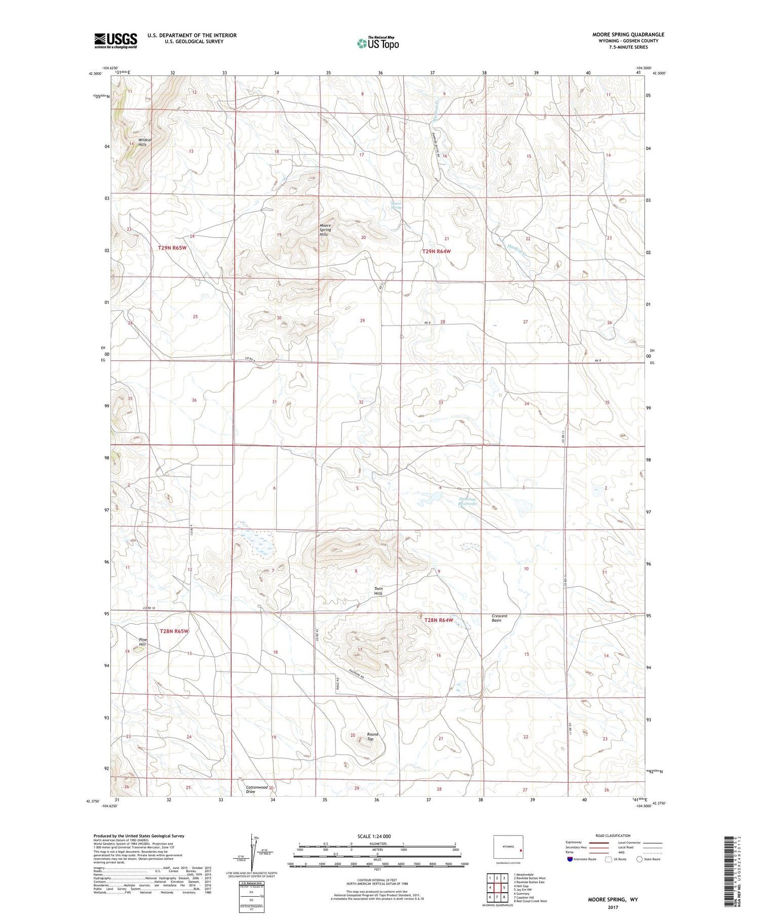 Moore Spring Wyoming US Topo Map Image