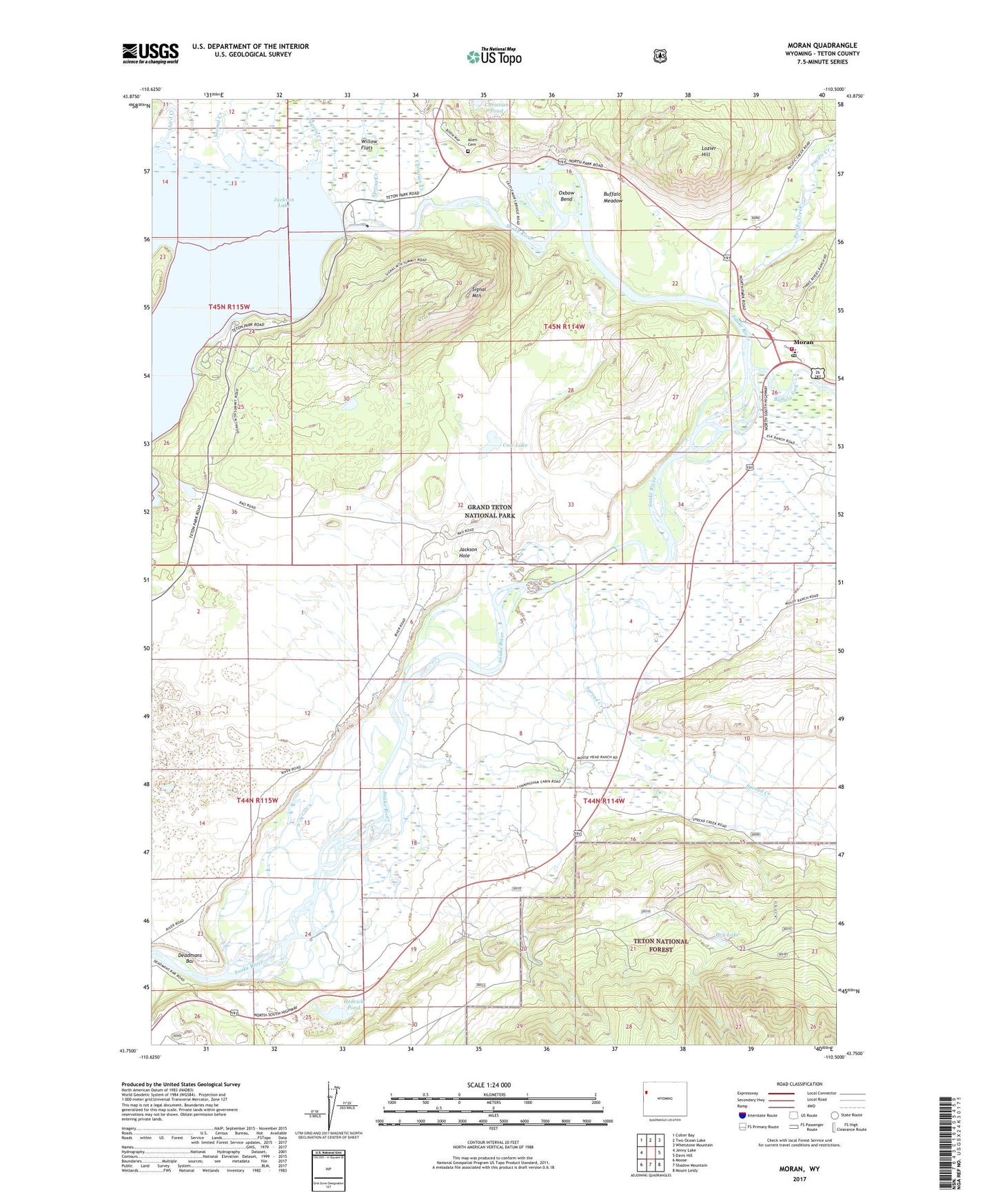 Moran Wyoming US Topo Map Image