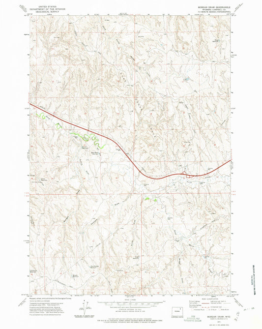 Classic USGS Morgan Draw Wyoming 7.5'x7.5' Topo Map Image