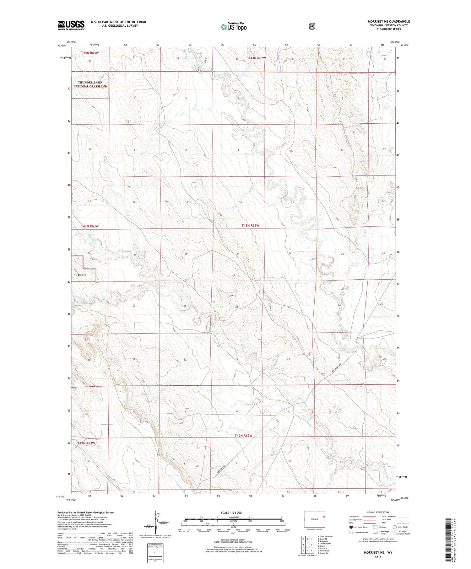 Morrisey NE Wyoming US Topo Map Image