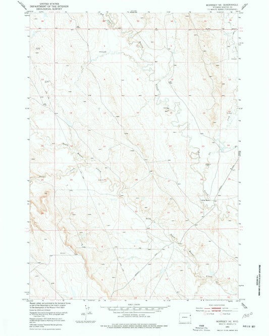 Classic USGS Morrisey NE Wyoming 7.5'x7.5' Topo Map Image