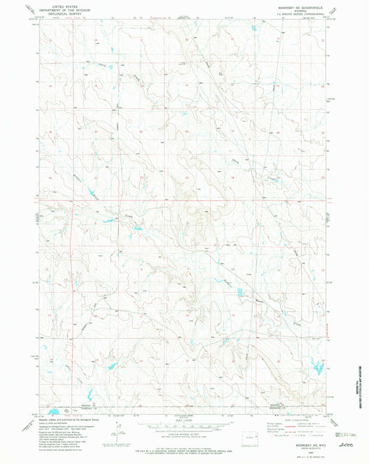 Classic USGS Morrisey SE Wyoming 7.5'x7.5' Topo Map Image