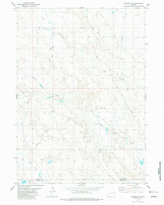 Classic USGS Morrisey SE Wyoming 7.5'x7.5' Topo Map Image