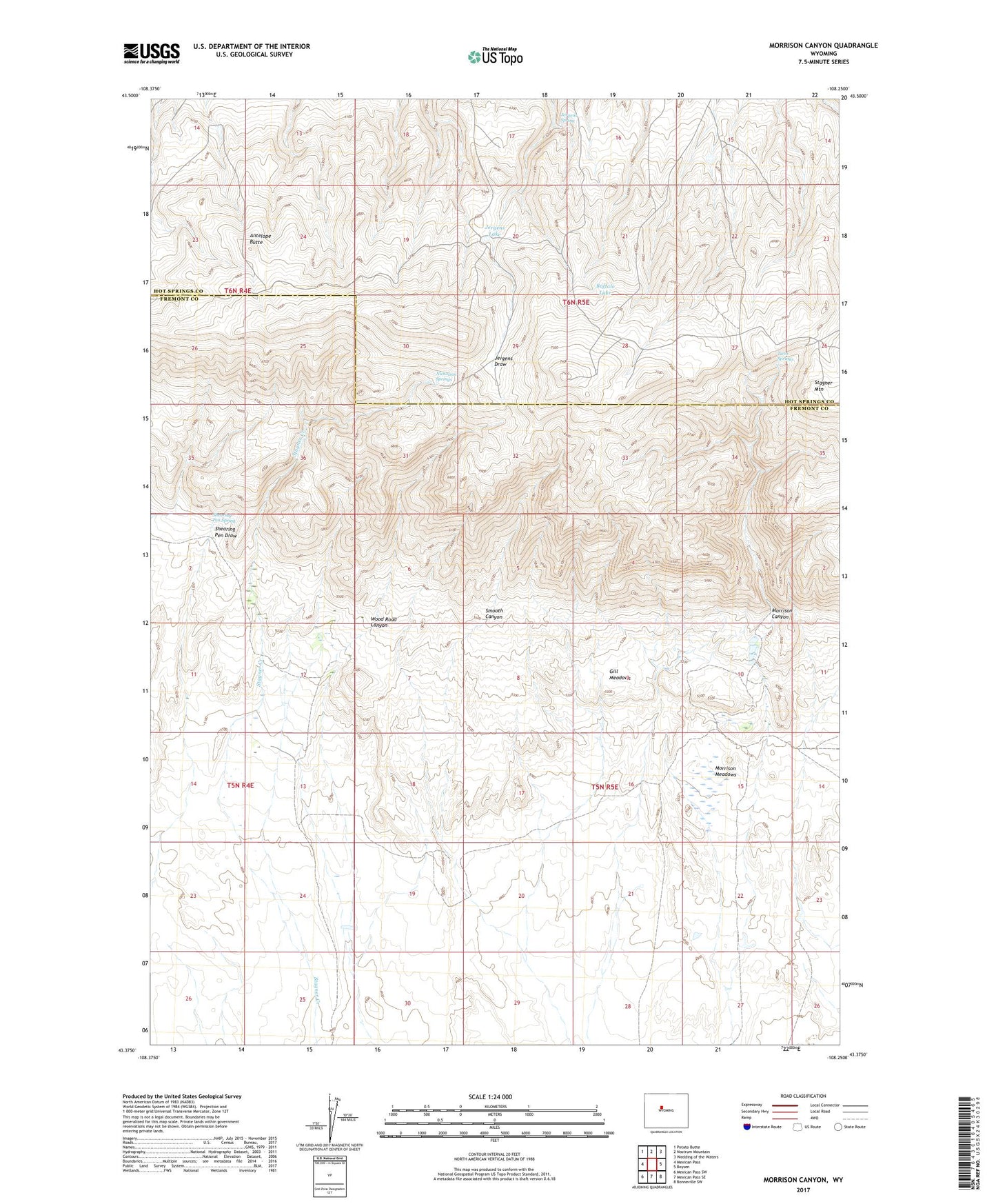 Morrison Canyon Wyoming US Topo Map Image