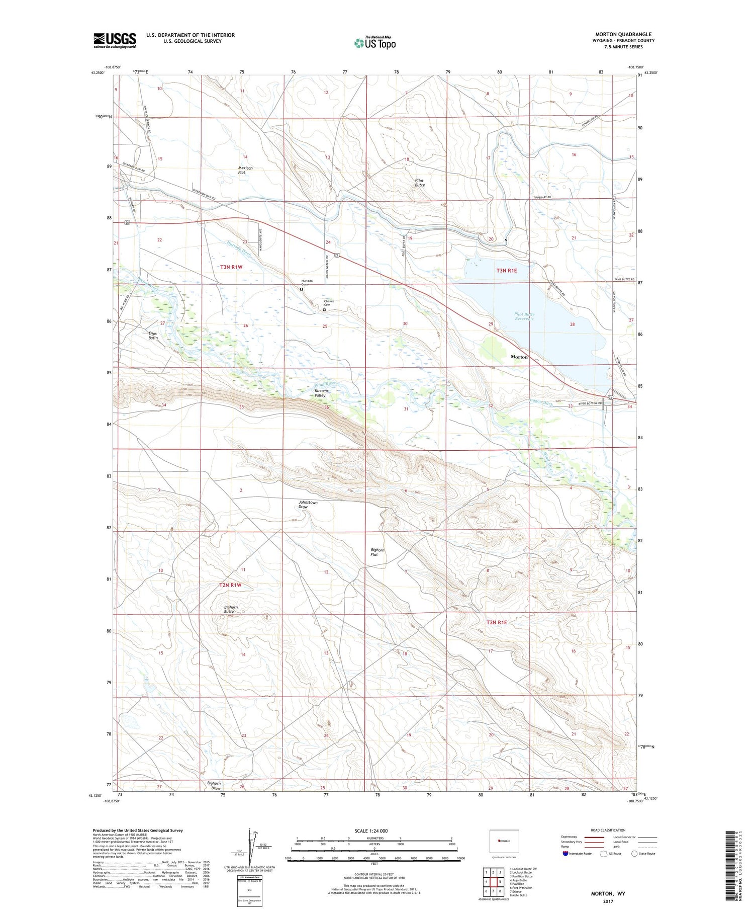 Morton Wyoming US Topo Map Image