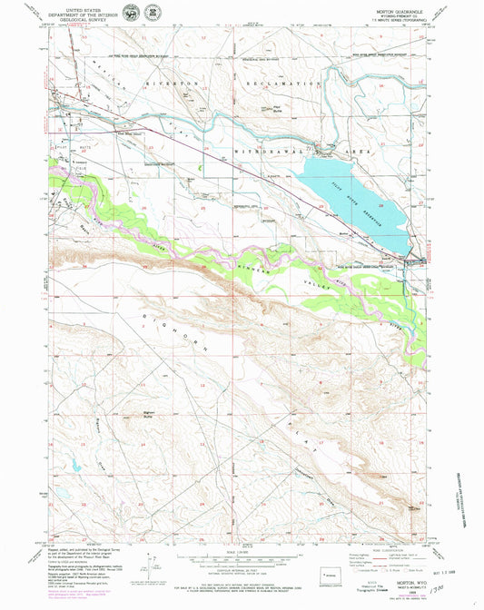 Classic USGS Morton Wyoming 7.5'x7.5' Topo Map Image