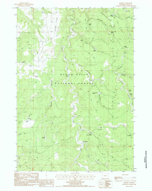 Classic USGS Moskee Wyoming 7.5'x7.5' Topo Map Image