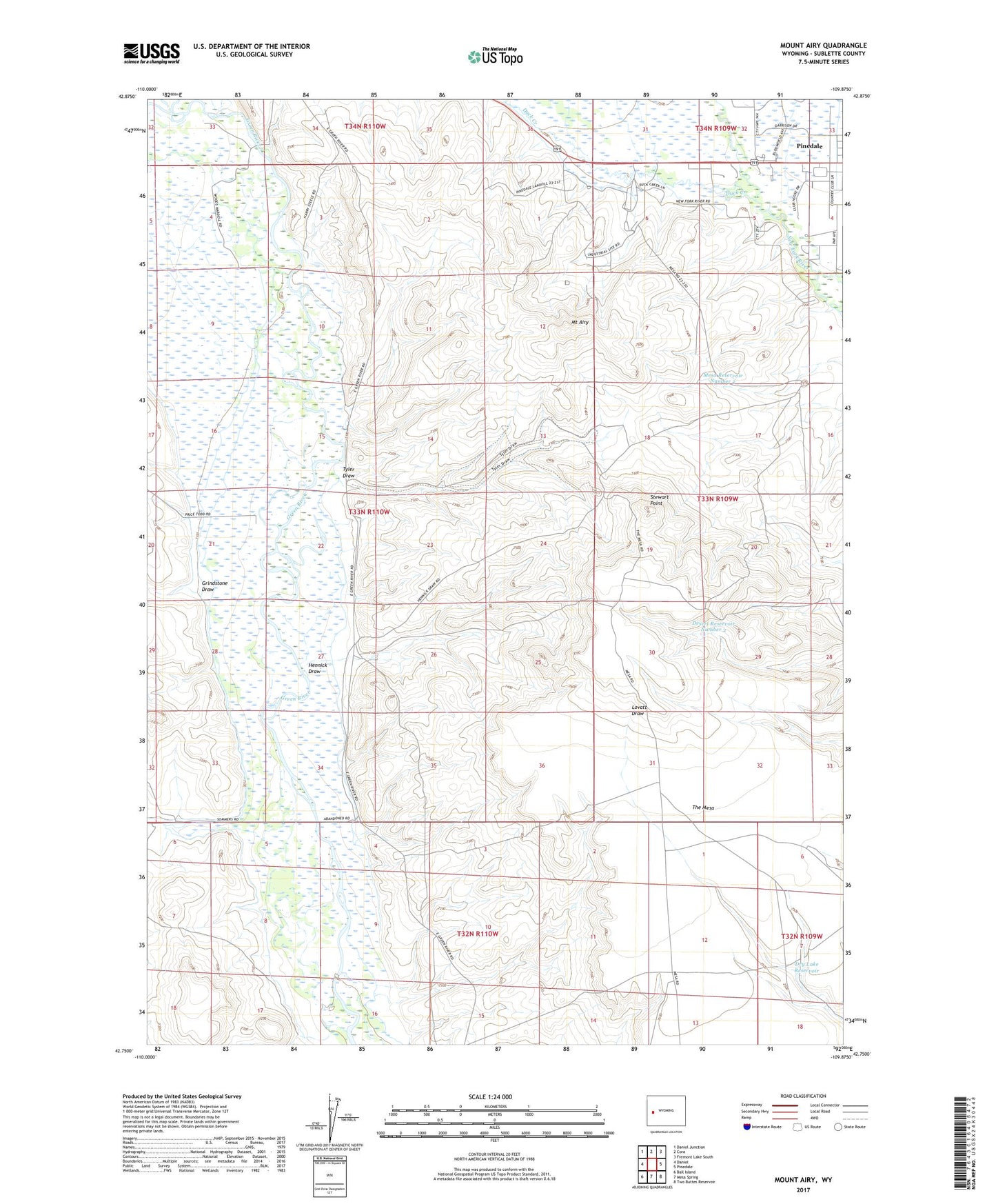 Mount Airy Wyoming US Topo Map Image