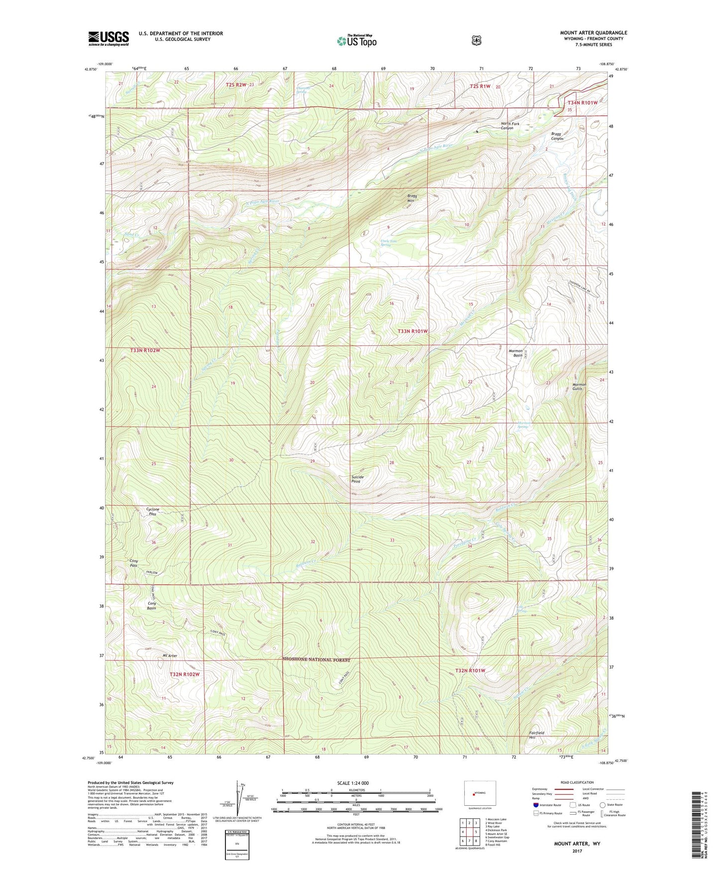 Mount Arter Wyoming US Topo Map Image