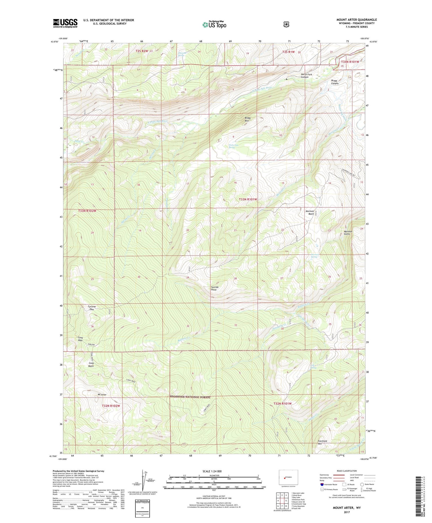 Mount Arter Wyoming US Topo Map Image