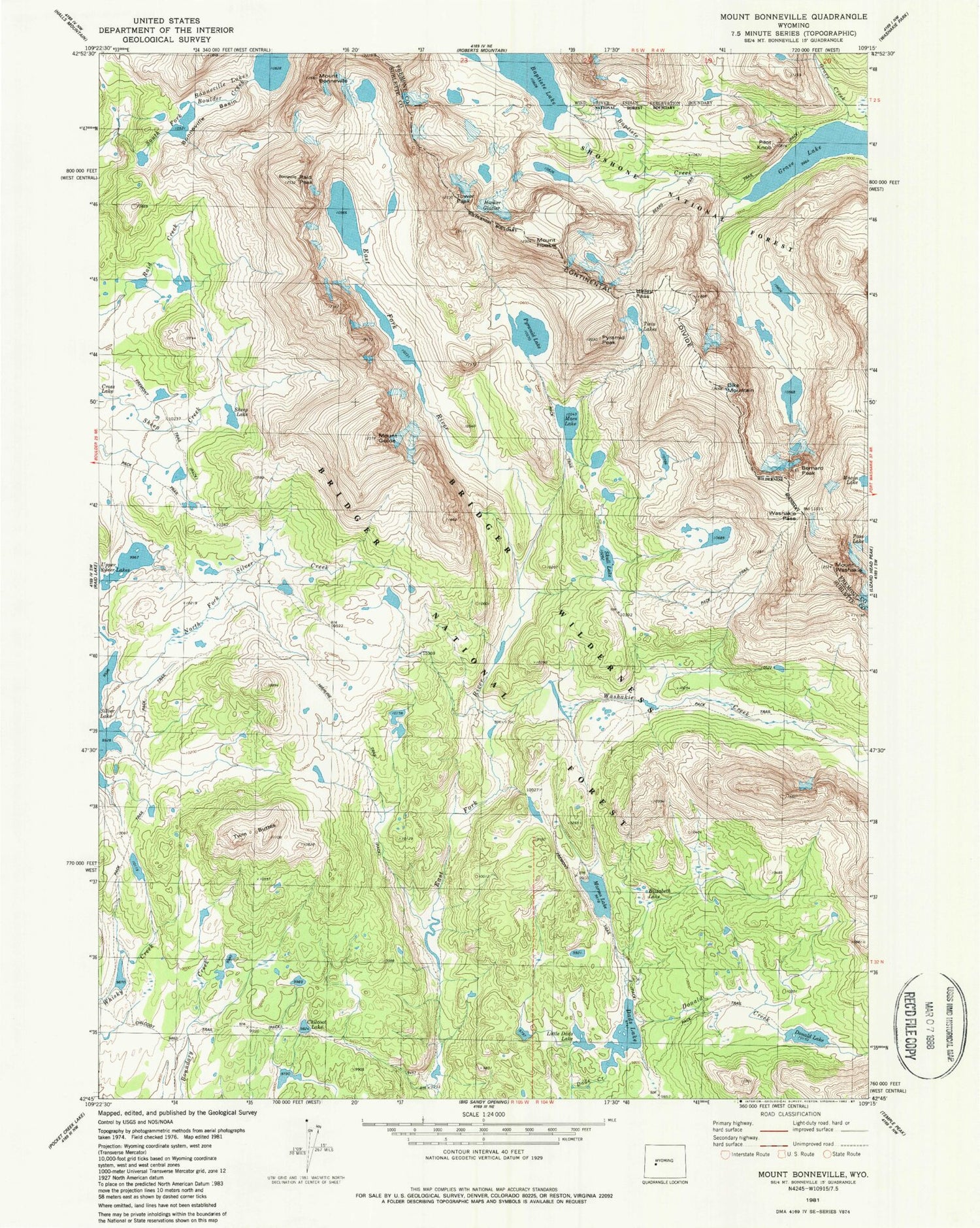 USGS Classic Mount Bonneville Wyoming 7.5'x7.5' Topo Map Image