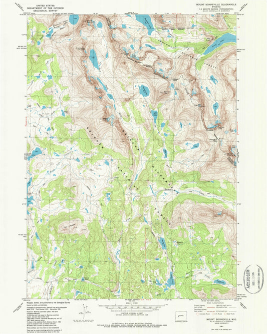 USGS Classic Mount Bonneville Wyoming 7.5'x7.5' Topo Map Image
