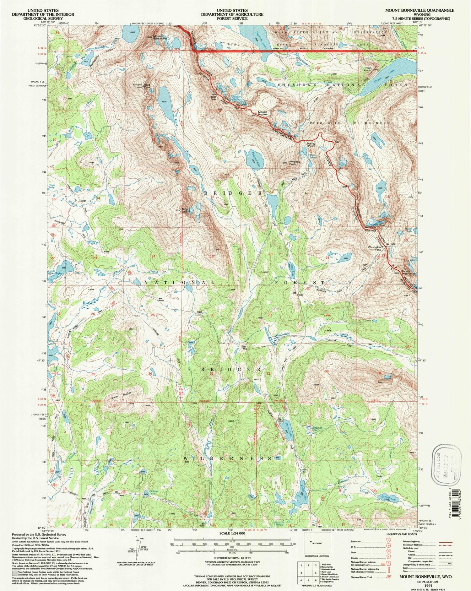 USGS Classic Mount Bonneville Wyoming 7.5'x7.5' Topo Map Image