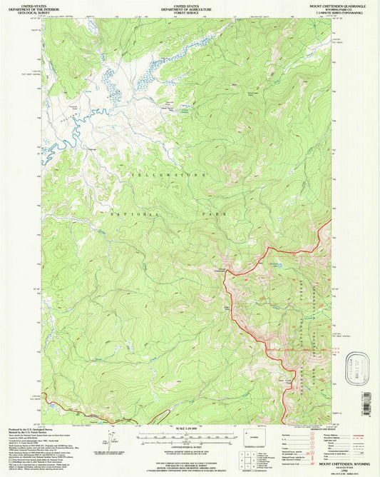 Classic USGS Mount Chittenden Wyoming 7.5'x7.5' Topo Map Image