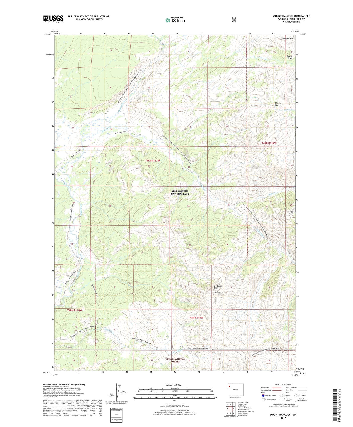 Mount Hancock Wyoming US Topo Map Image