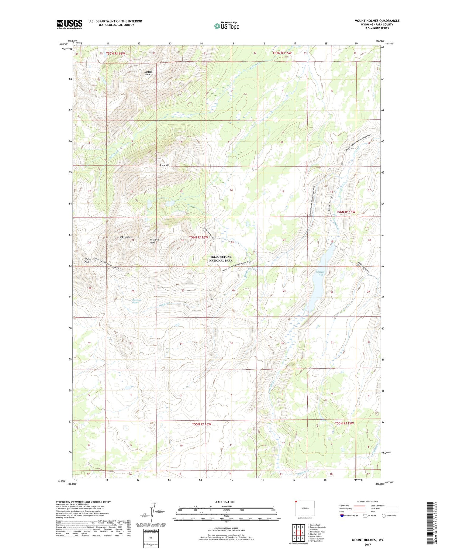Mount Holmes Wyoming US Topo Map Image