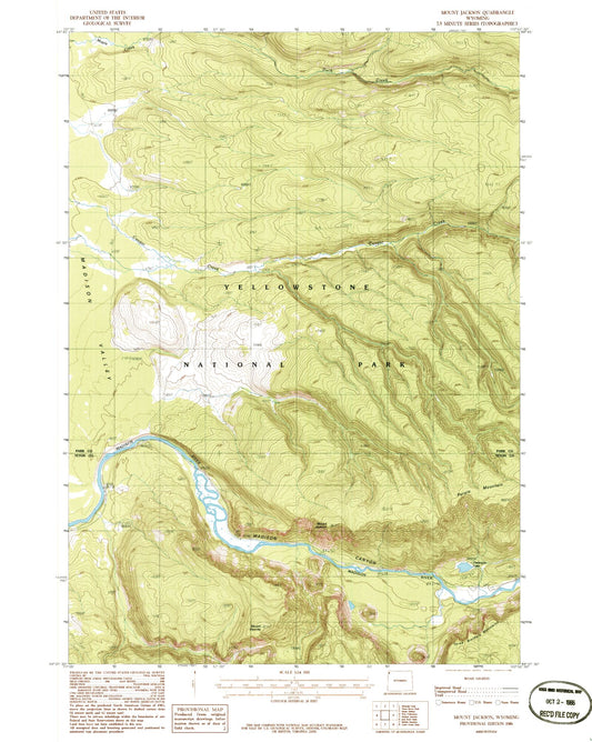 Classic USGS Mount Jackson Wyoming 7.5'x7.5' Topo Map Image