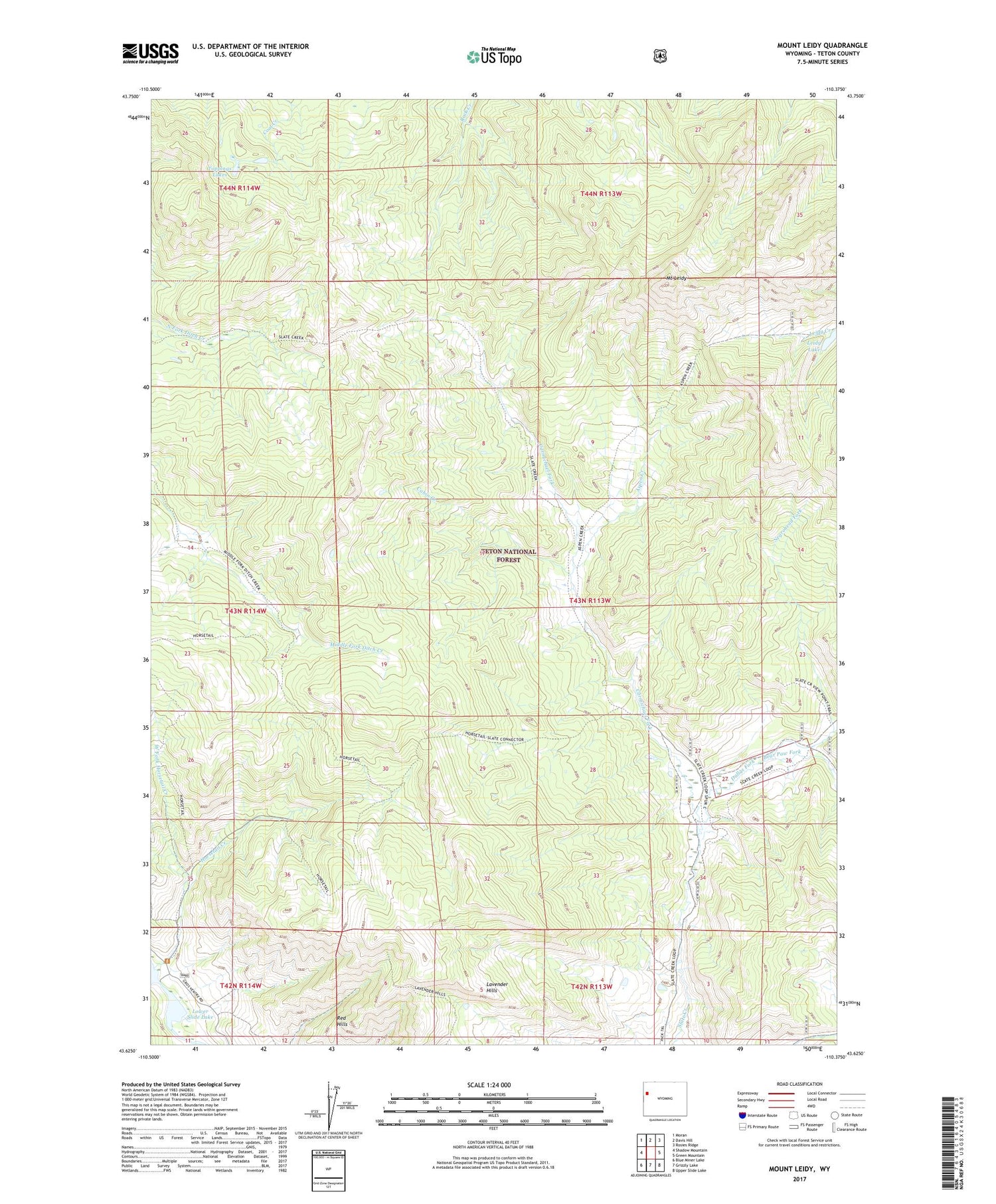 Mount Leidy Wyoming US Topo Map Image