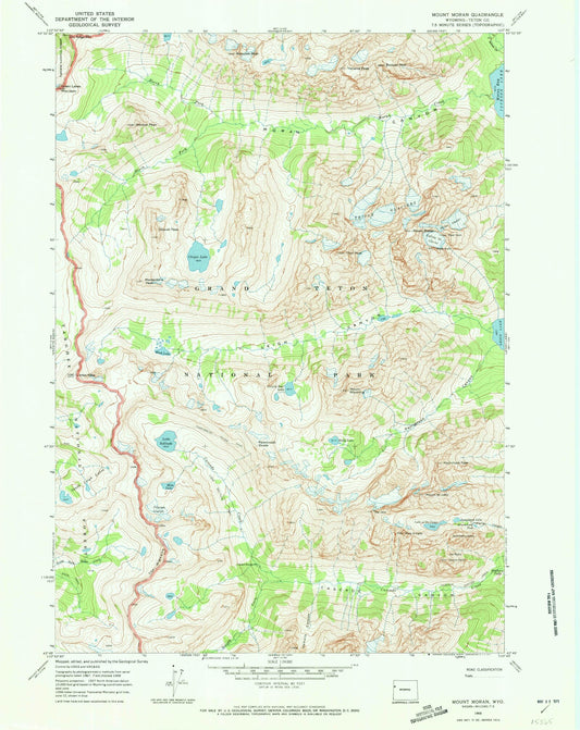 USGS Classic Mount Moran Wyoming 7.5'x7.5' Topo Map Image