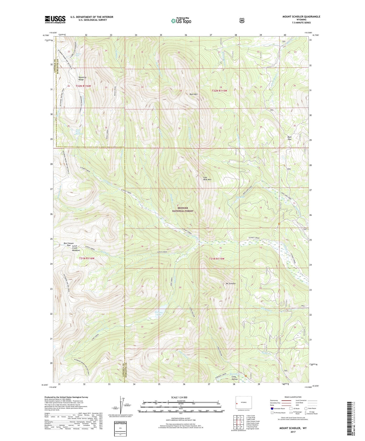 Mount Schidler Wyoming US Topo Map Image