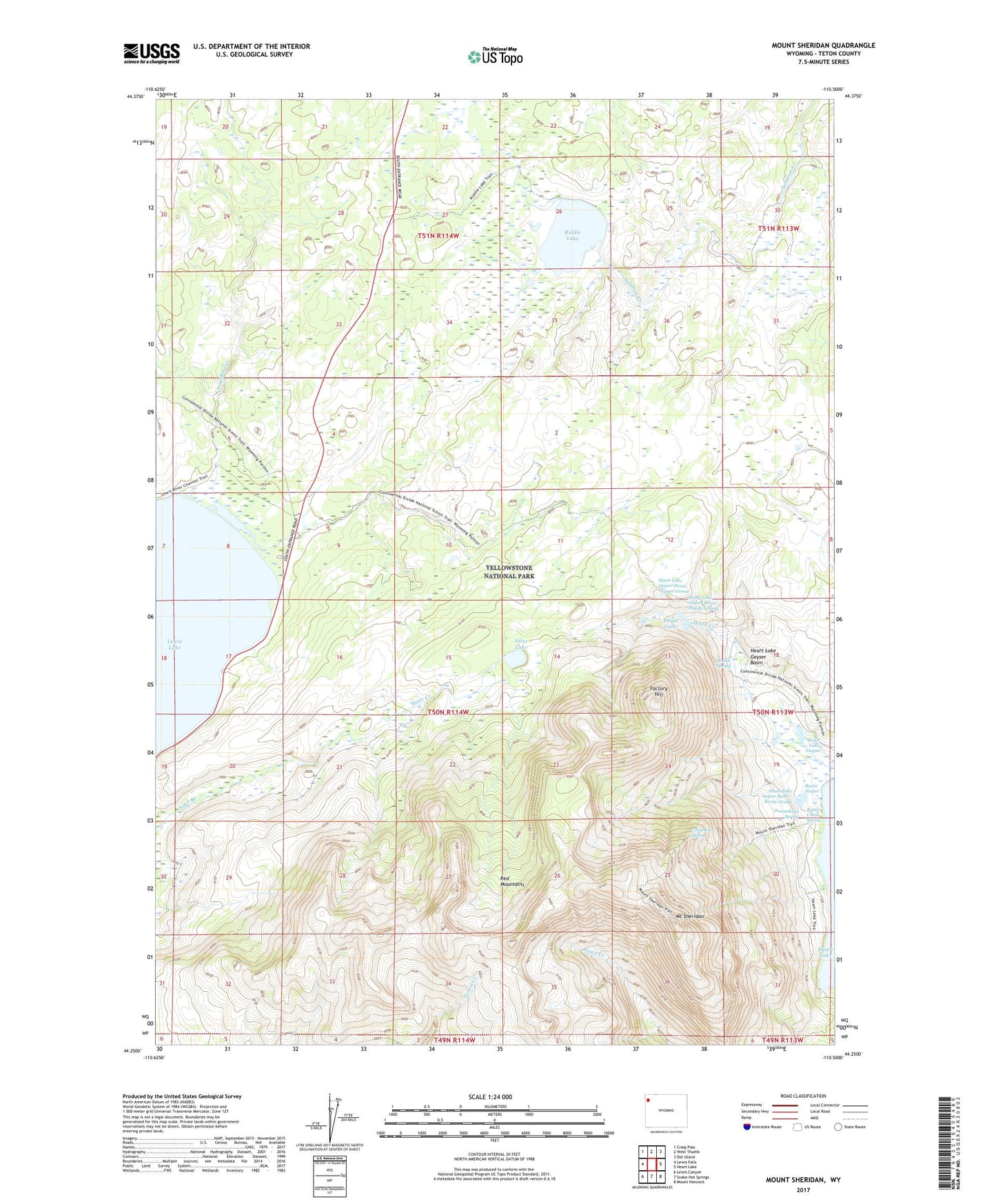 Mount Sheridan Wyoming US Topo Map Image