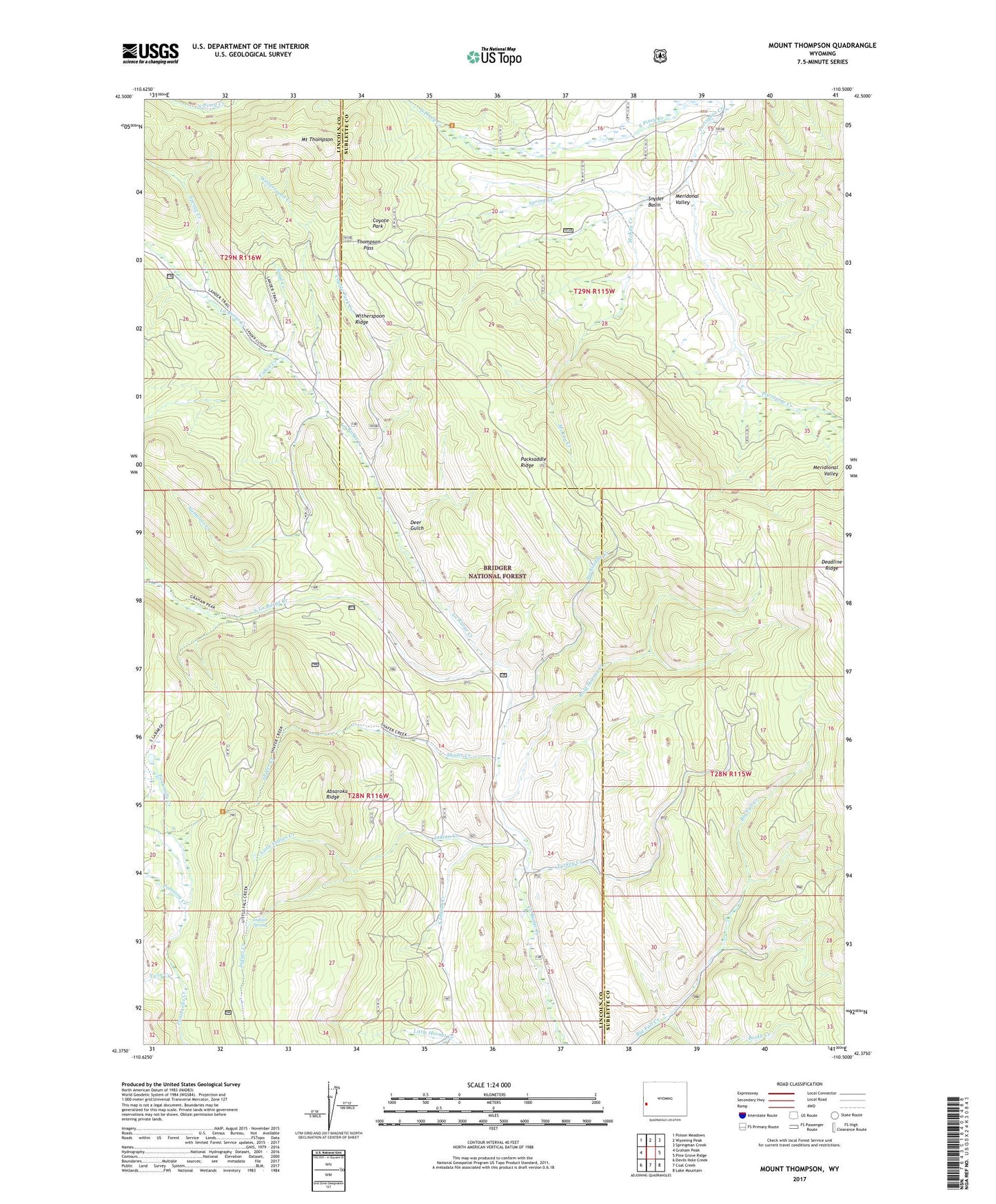 Mount Thompson Wyoming US Topo Map Image