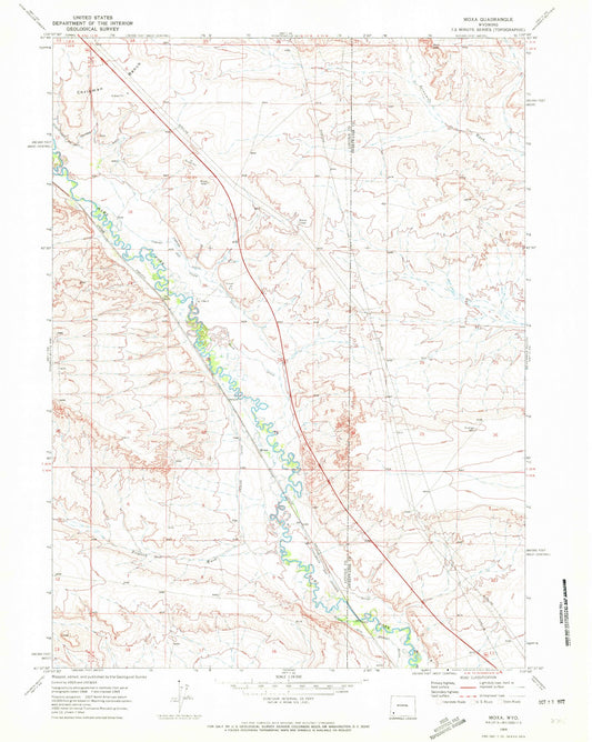 Classic USGS Moxa Wyoming 7.5'x7.5' Topo Map Image