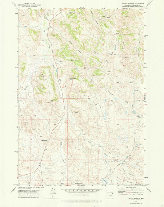 Classic USGS Moyer Springs Wyoming 7.5'x7.5' Topo Map Image