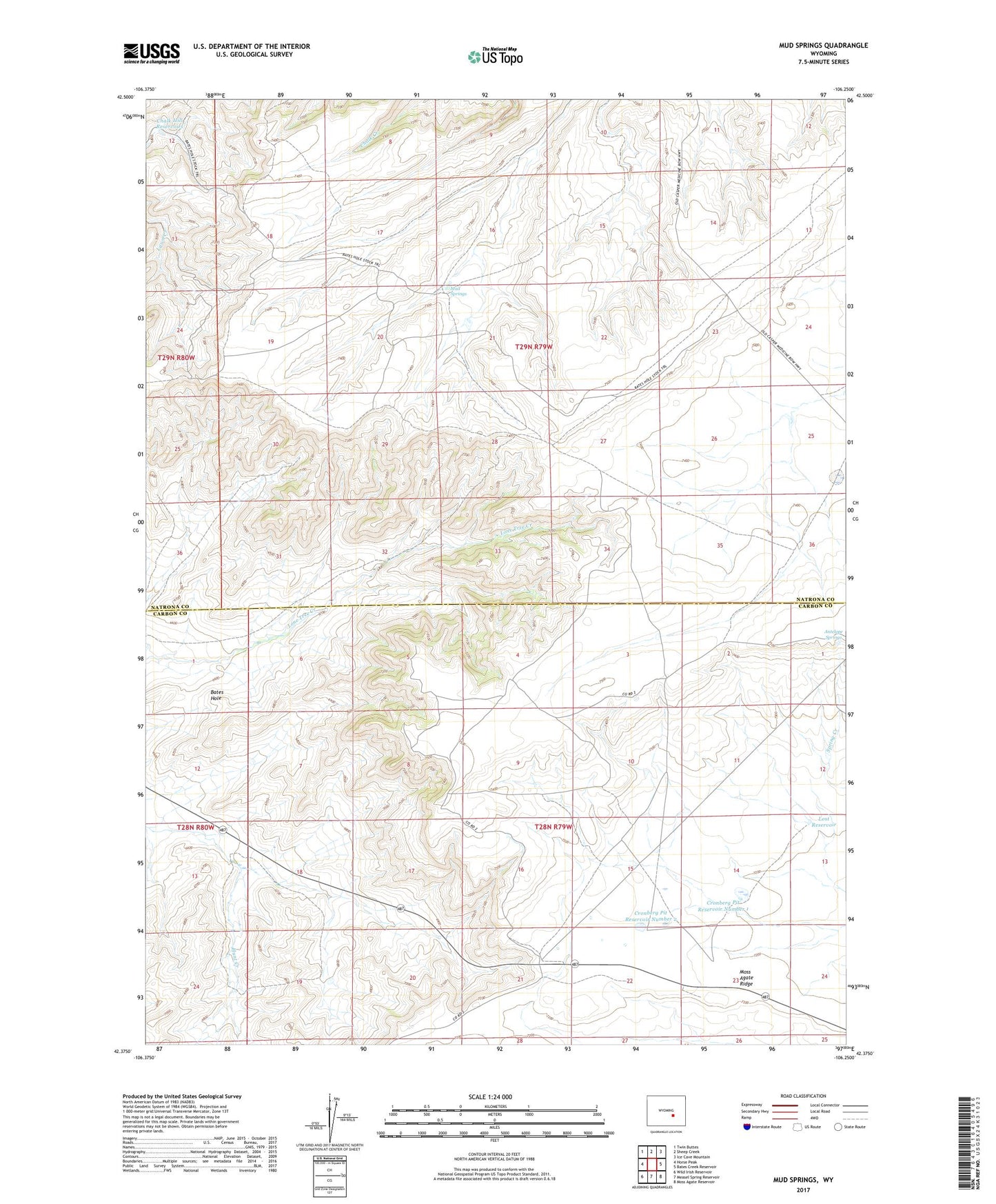 Mud Springs Wyoming US Topo Map Image