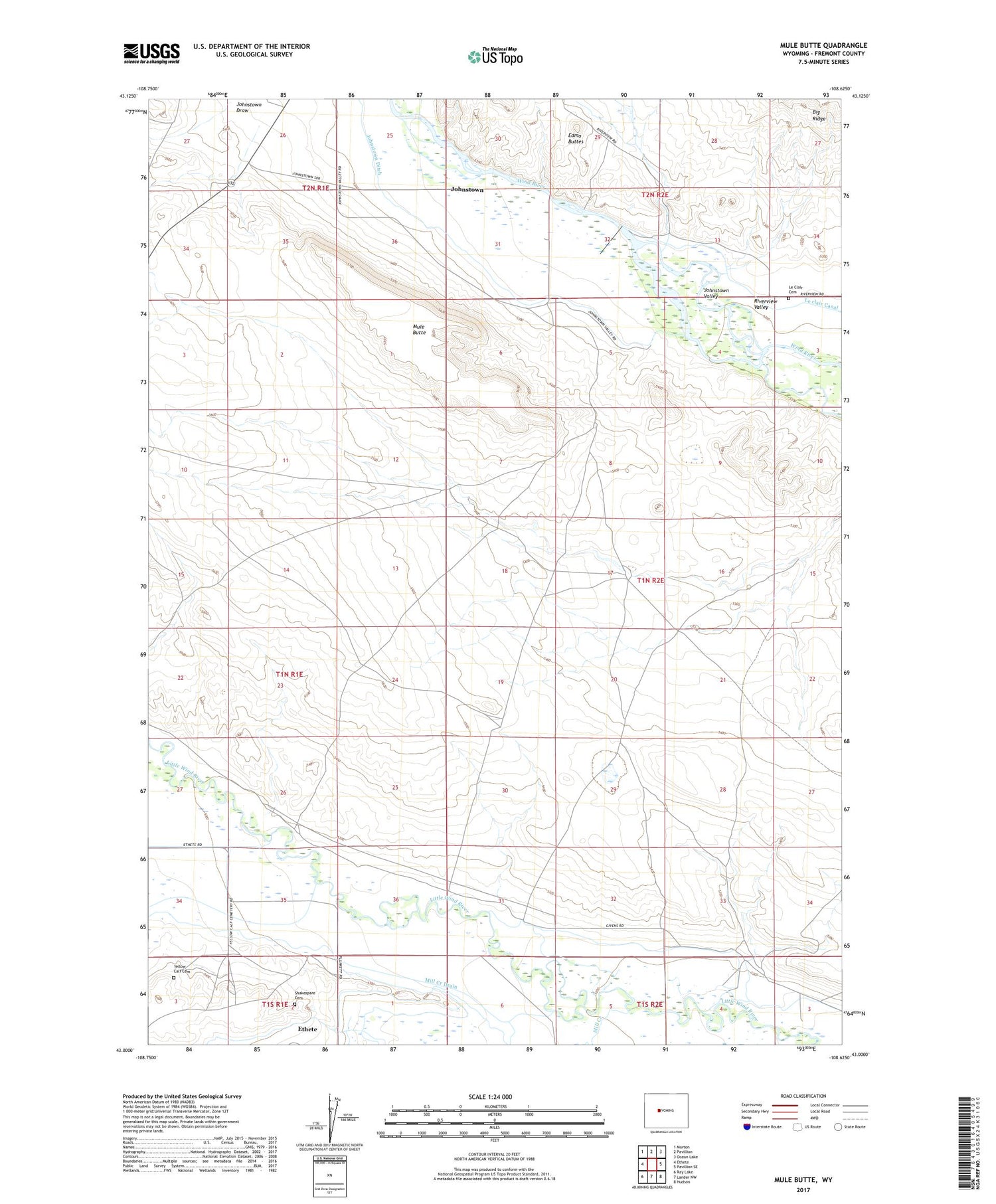 Mule Butte Wyoming US Topo Map Image