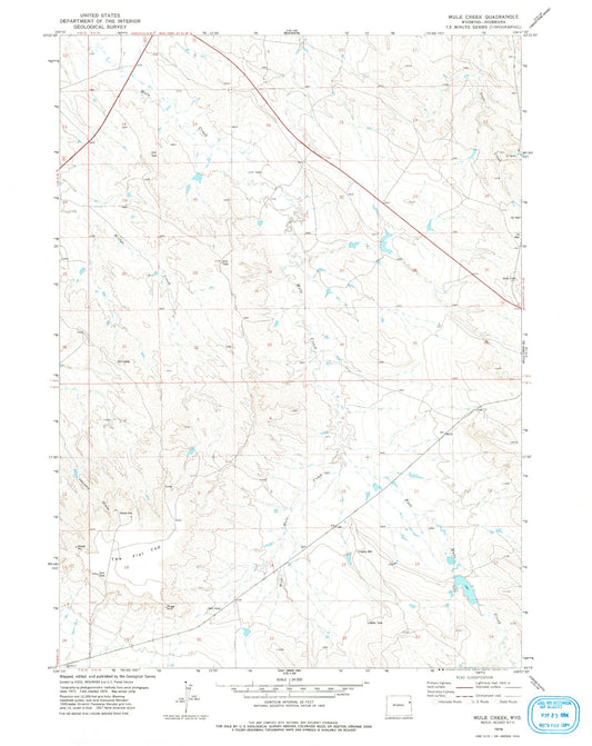 Classic USGS Mule Creek Wyoming 7.5'x7.5' Topo Map Image