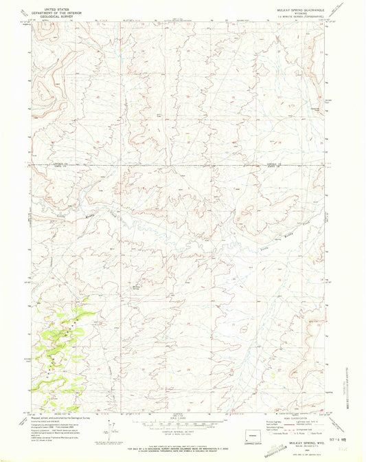 Classic USGS Mulkay Spring Wyoming 7.5'x7.5' Topo Map Image