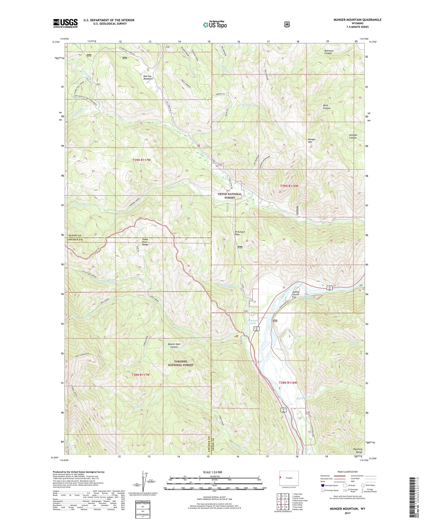 Munger Mountain Wyoming US Topo Map Image