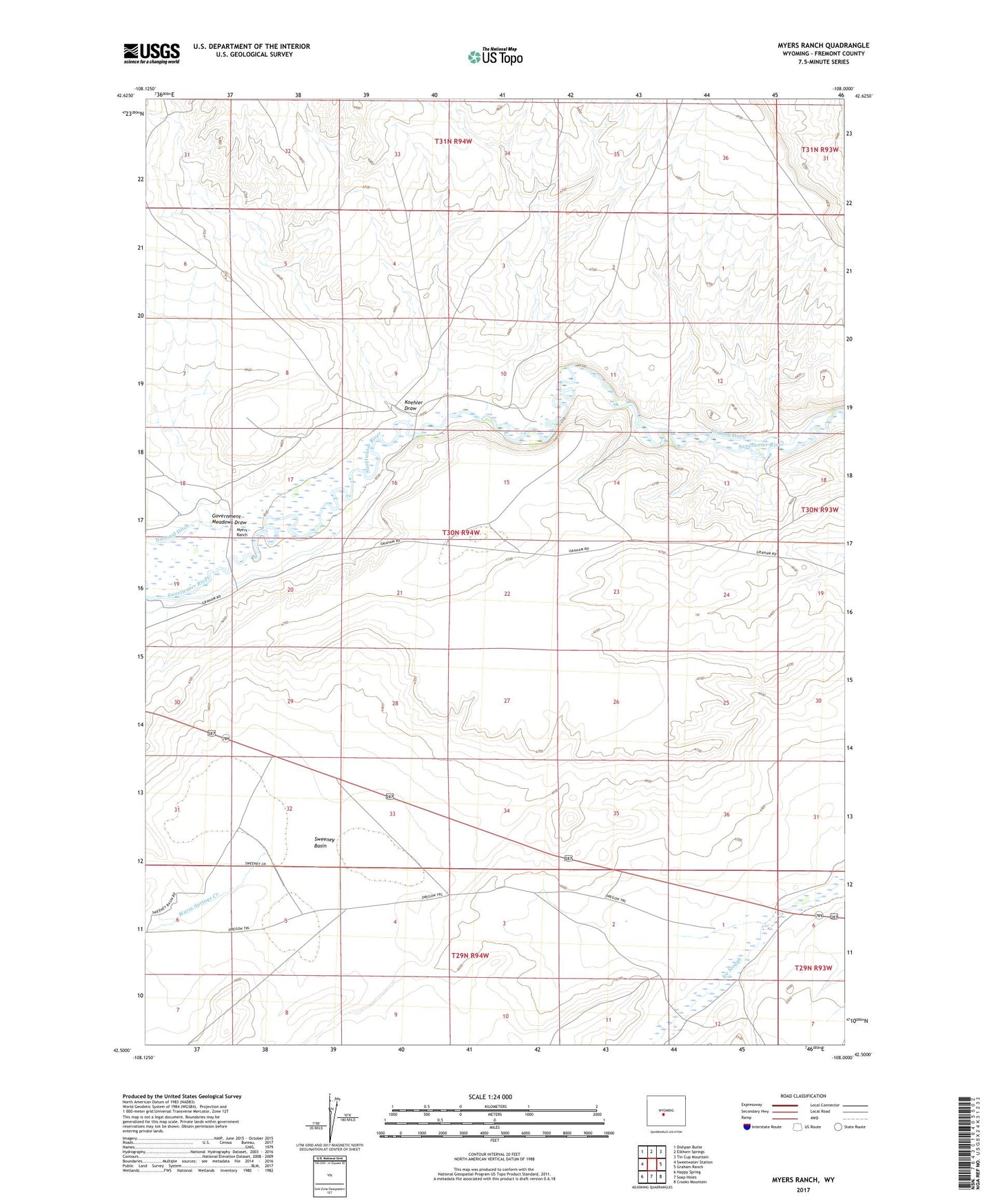 Myers Ranch Wyoming US Topo Map Image