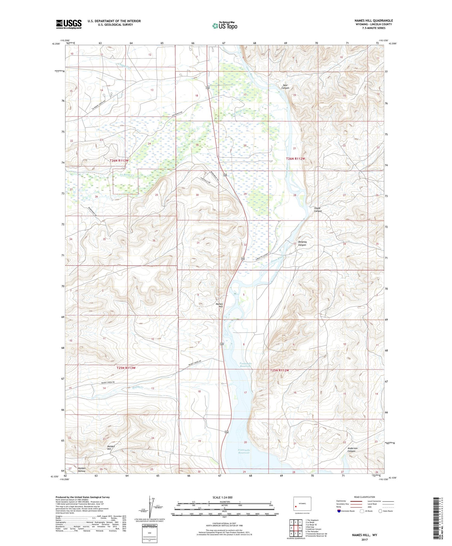 Names Hill Wyoming US Topo Map Image
