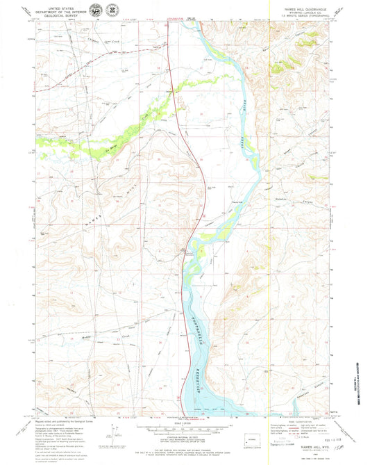 Classic USGS Names Hill Wyoming 7.5'x7.5' Topo Map Image