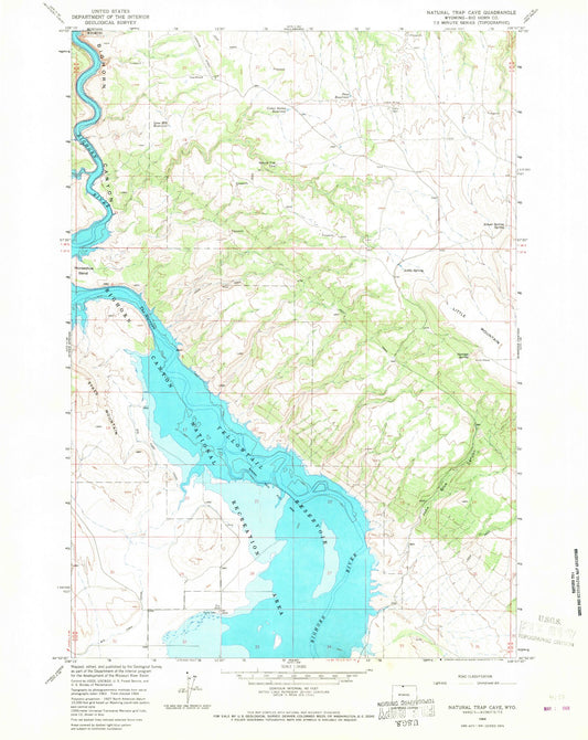Classic USGS Natural Trap Cave Wyoming 7.5'x7.5' Topo Map Image