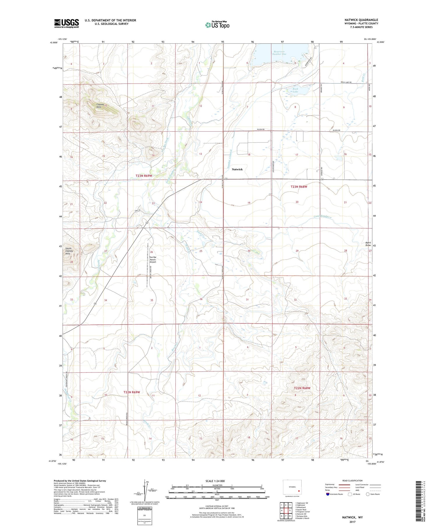 Natwick Wyoming US Topo Map Image