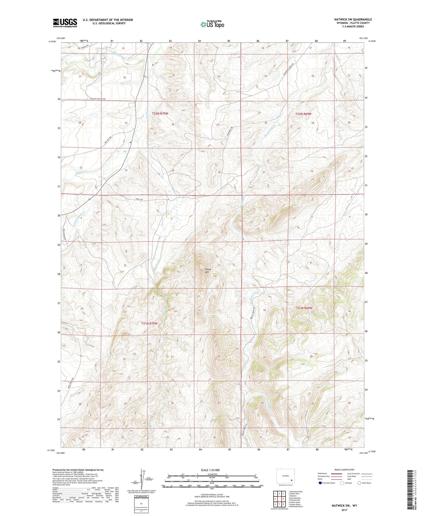Natwick SW Wyoming US Topo Map Image