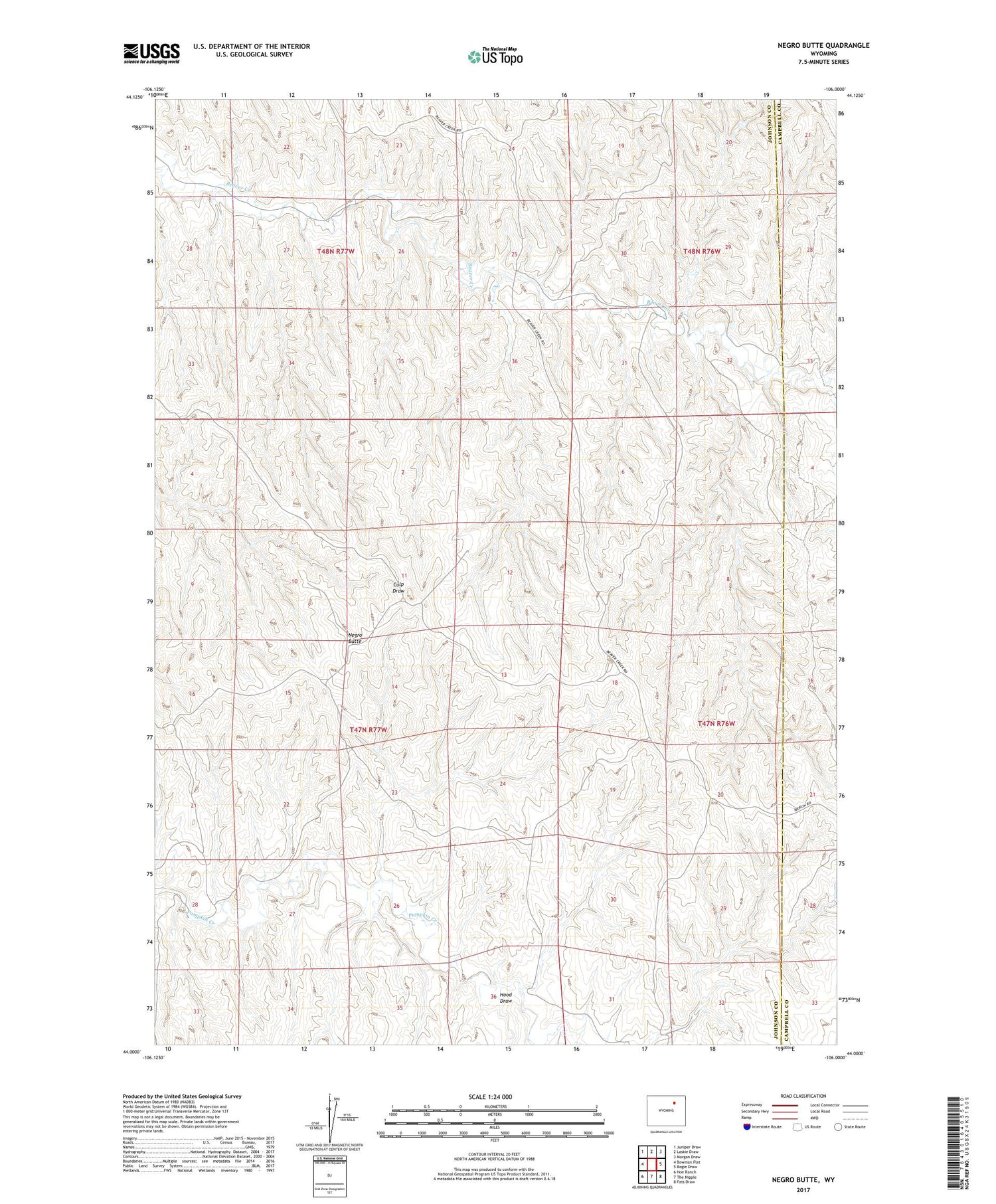 Negro Butte Wyoming US Topo Map Image