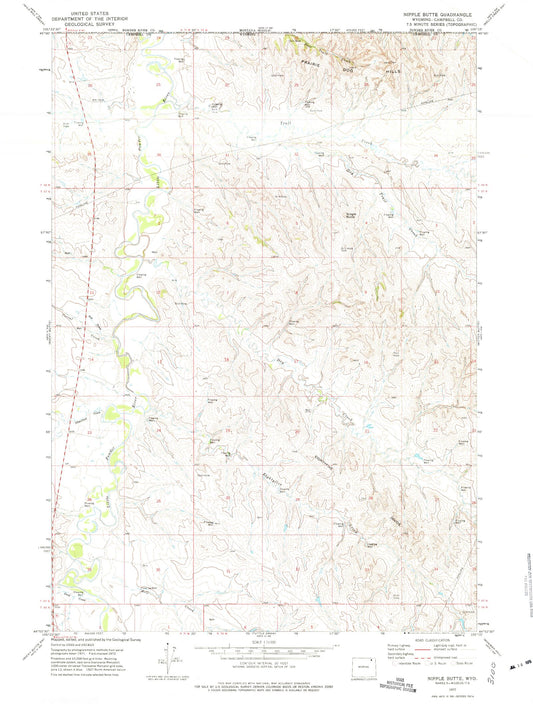Classic USGS Nipple Butte Wyoming 7.5'x7.5' Topo Map Image