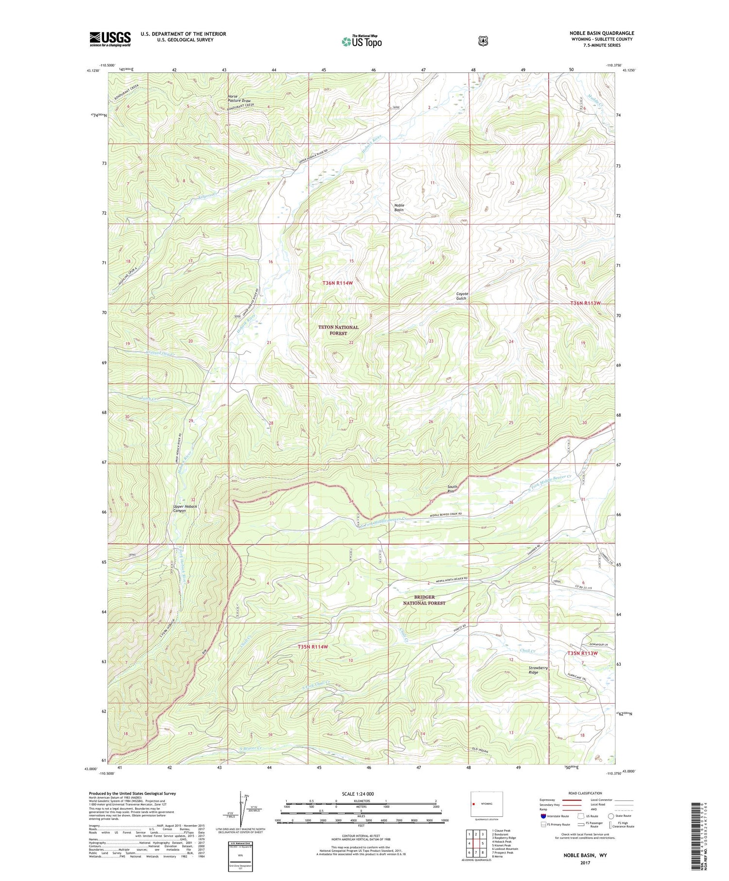 Noble Basin Wyoming US Topo Map Image