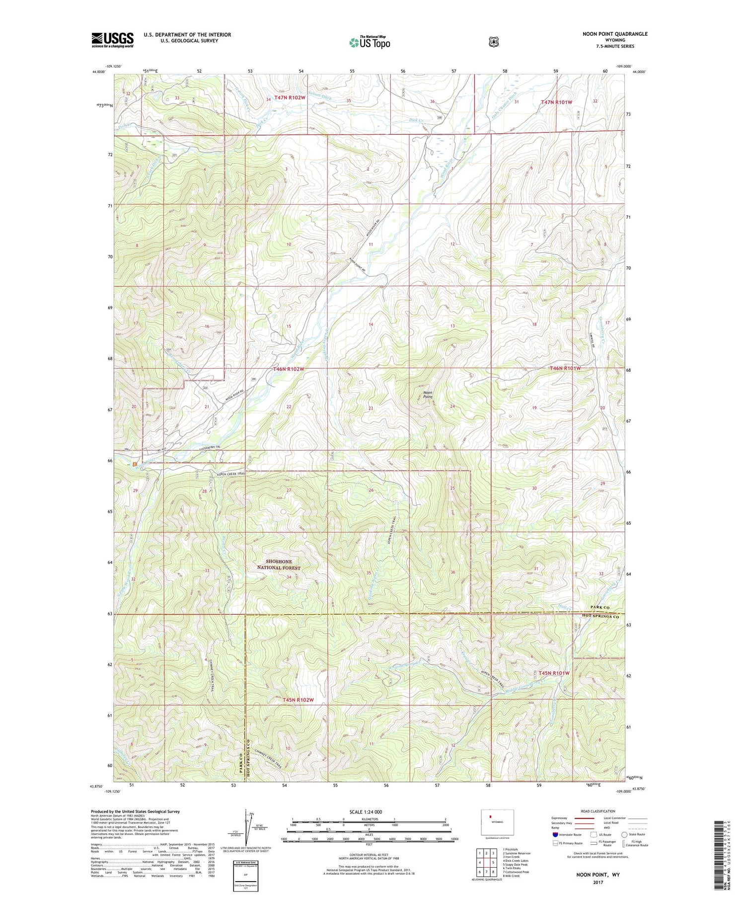 Noon Point Wyoming US Topo Map Image