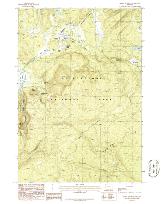 Classic USGS Norris Junction Wyoming 7.5'x7.5' Topo Map Image