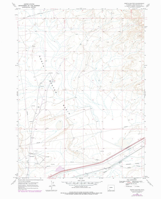 Classic USGS North Baxter Wyoming 7.5'x7.5' Topo Map Image