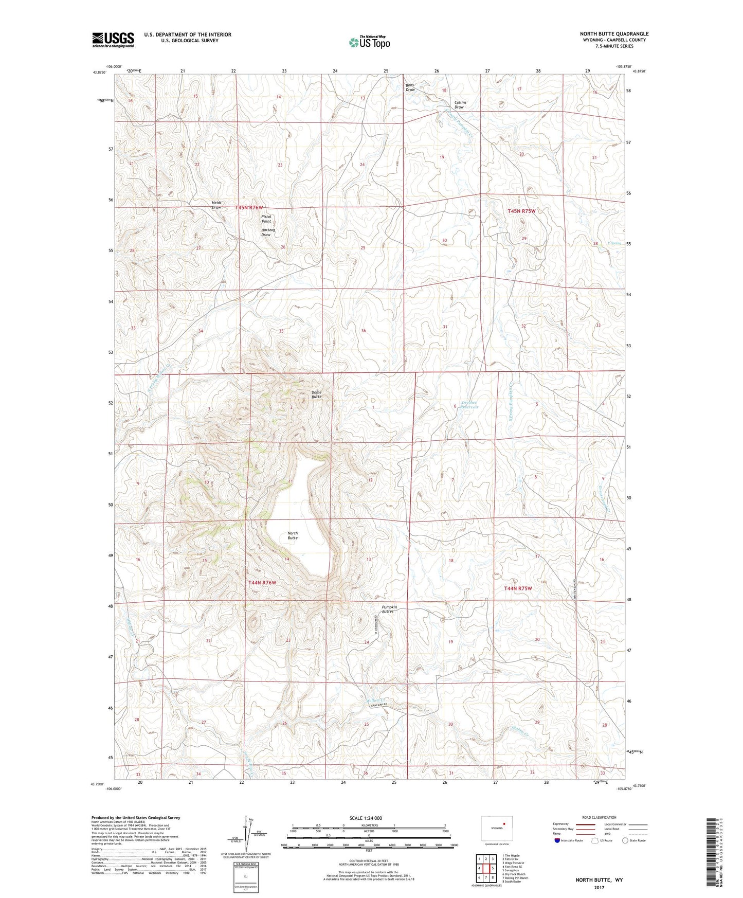 North Butte Wyoming US Topo Map Image
