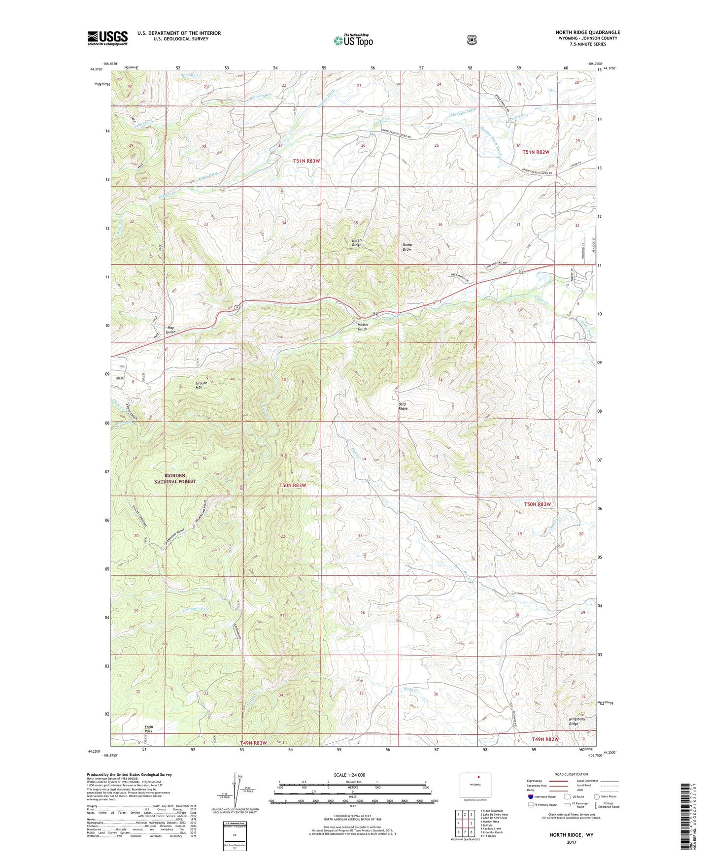 North Ridge Wyoming US Topo Map Image